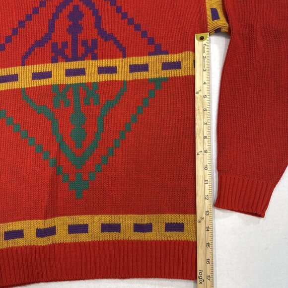 Le Tigre Coogi Style Vintage Knit Cosby Aztec Printed Sweater Red Medium - Picture 3 of 12